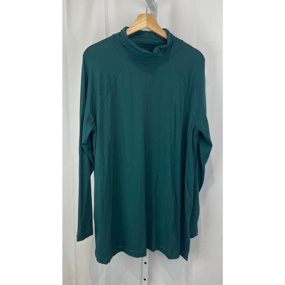 J. JILL  L Luxe Supima Everyday Turtleneck Tunic Top Raglan Long Sleeve Green